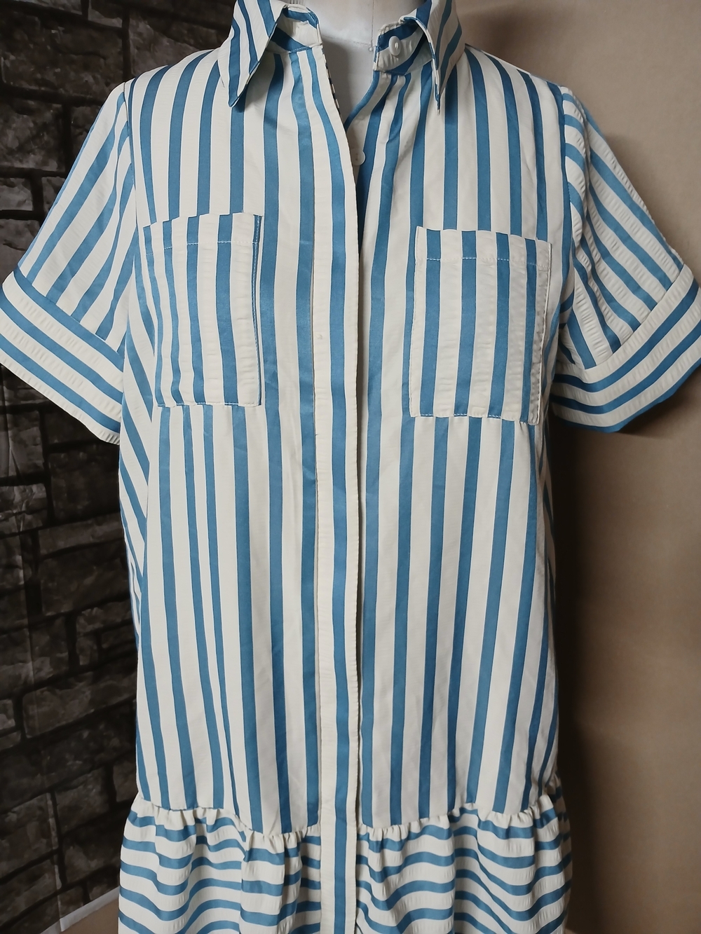THML Blue and White Striped Midi Dress